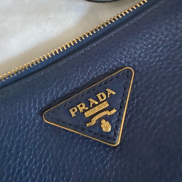 Prada | Bags | Authentic Prada Leather Crossbody Bag In Blue | Poshmark